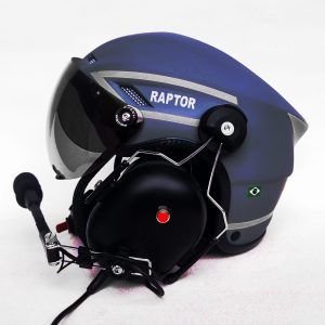 CAPACETE RAPTOR PLUS PINTURA AZUL FOSCO COM FAIXAS CINZA